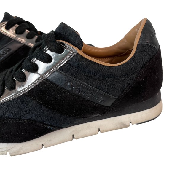 Calvin Klein Womens Tea CK Logo Sneakers Black Size 8 - Picture 6 of 8